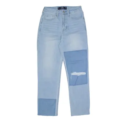 HOLLISTER High Rise Two Tone Distressed Jeans Blue Denim Regular Straight Womens W26 L27