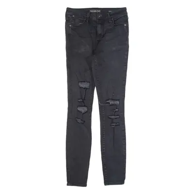 ABERCROMBIE & FITCH Distressed Womens Jeans Black Slim Skinny W25 L28