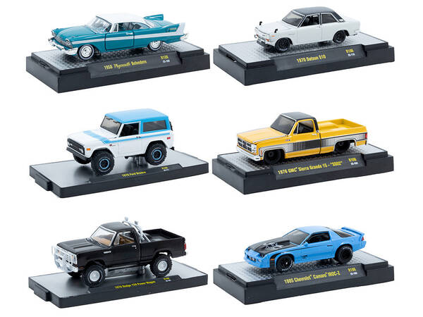 Auto-Thentics 6 piece Set Release 106 IN DISPLAY CASES Limited Edition 1/64 Diecast Model Cars by M2 Machines