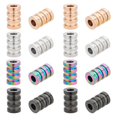16Pcs 4 Colors 304 Stainless Steel Tube Beads