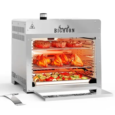 BIG HORN 1500°F Infrared Grill Tabletop Broiler, Portable Propane Steak Cooker, Stainless Steel Outdoor Camp Grill Counterto...