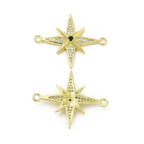 Brass Micro Pave Clear & Black Cubic Zirconia Connector Charms
