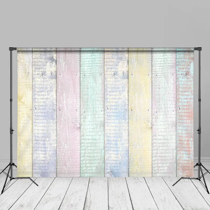 Colorful Candy Wood Vertical Stripe Photo Backdrop - Aperturee