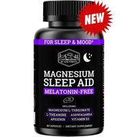 Magnesium Sleep Aid 1695 MG (6-1 Sleep Supplement) - Melatonin-Free, Black Pepper, Ashwagandha, L-Theanine, Apegin, Vitamin D...
