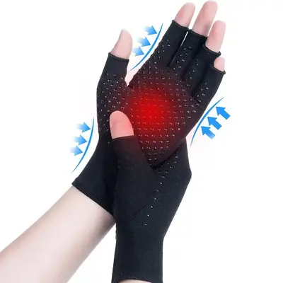 Arthritis Compression Gloves, 1 Pair Anti-slip Glue Dot Fingerless Gloves for Work, Cycling Gloves, Sports & Outdoor Accessor...
