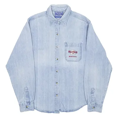 HARD ROCK CAFE MONTREAL Mens Denim Shirt Blue Long Sleeve L