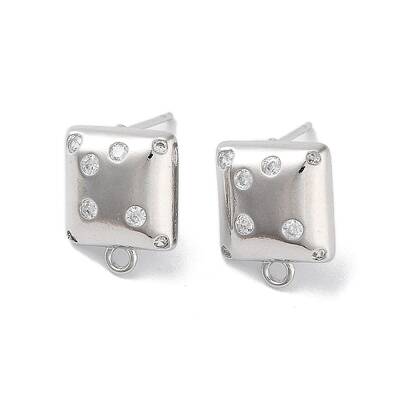 Brass Micro Pave Cubic Zirconia Stud Earring Findings