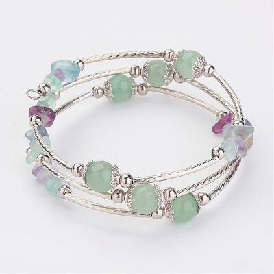 Three Loops Wrap Natural Mixed Stone Beads Bracelets