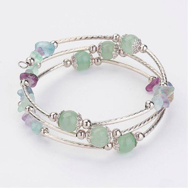 Three Loops Wrap Natural Mixed Stone Beads Bracelets