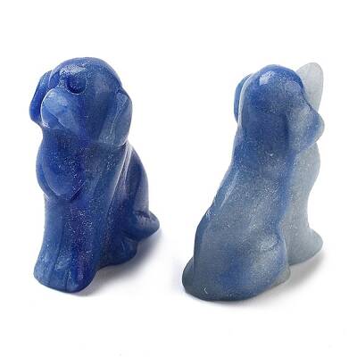 Dyed & Heated Natural Blue Aventurine Carved Dog Figurines