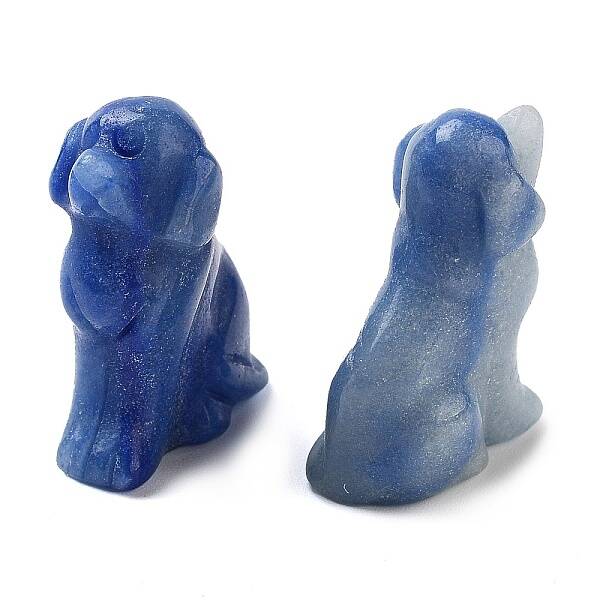Dyed & Heated Natural Blue Aventurine Carved Dog Figurines