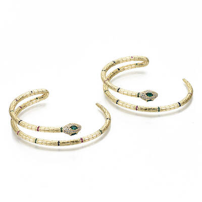 Brass Micro Pave Cubic Zirconia Cuff Bangles