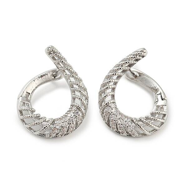 Rack Plating Brass with Cubic Zirconia Hoop Earrings for Women