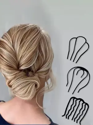 3pcs Minimalist Casual Plain Titanium Alloy U-shaped Hair Pin, Hair Accessories Set For Women For Daily Used