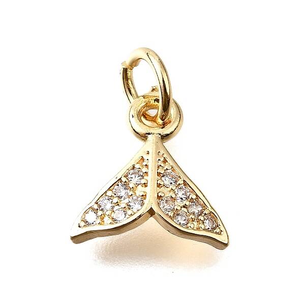 Fishtail Brass Micro Pave Cubic Zirconia Charms