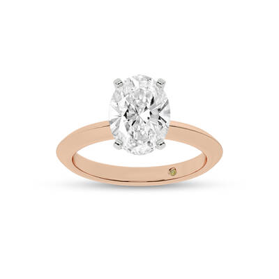 Prism Knife Edged Four Prong Oval Lab Grown Solitaire Diamond Ring | 14K Rose Gold 3 1/2 CT. TW.
