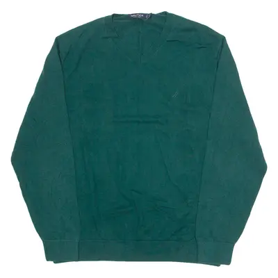 NAUTICA Mens Jumper Green V-Neck Tight Knit XL