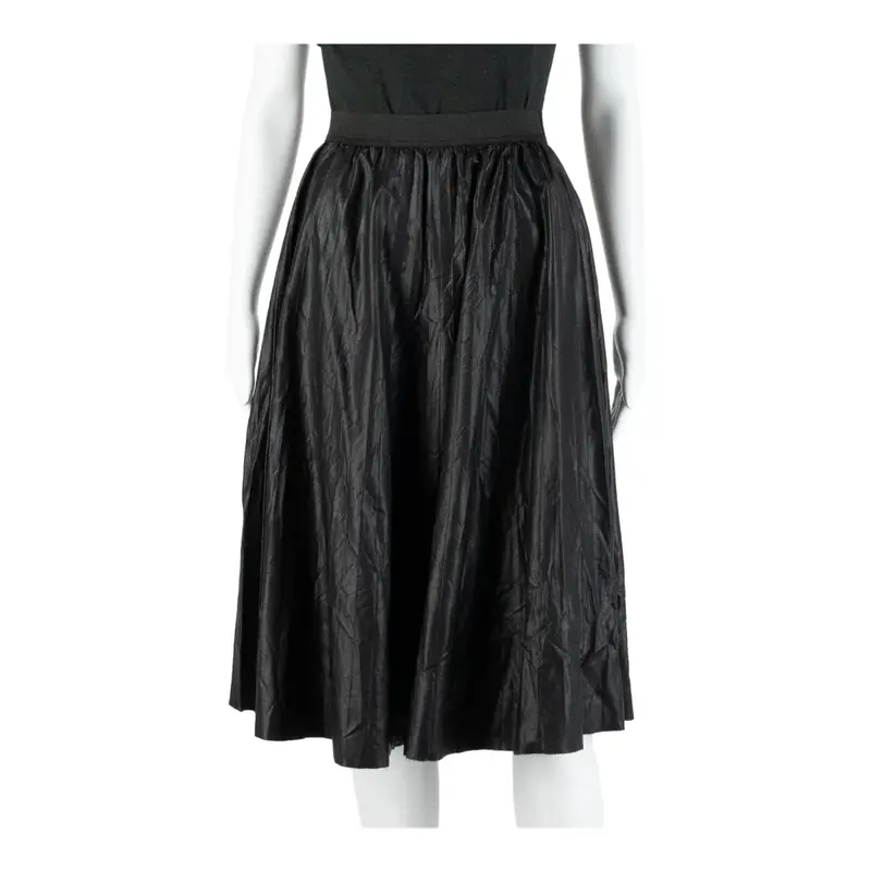 CRH CLOCKHOURSE Faux Leather Womens Flare Skirt Black Knee Length Viscose S