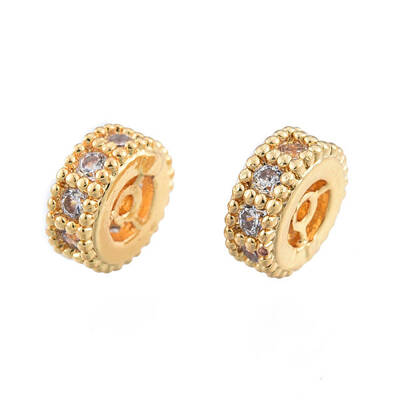 Brass Pave Clear Cubic Zirconia Beads