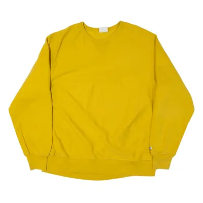 CHAMPION Reverse Weave Sweatshirt Yellow Crew Neck Mens XL