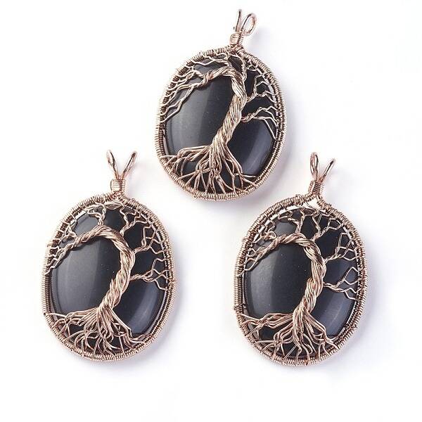 Natural Obsidian Big Pendants