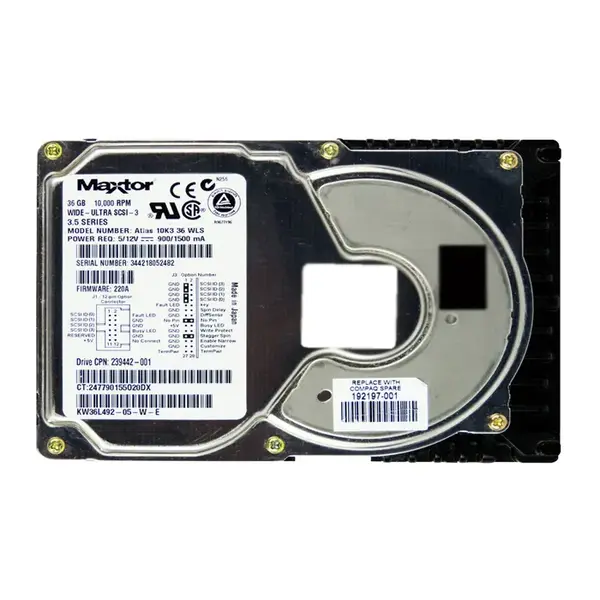 239442-001 HP 36.4GB Ultra-160 SCSI 10000 3.5-inch Hard Drive