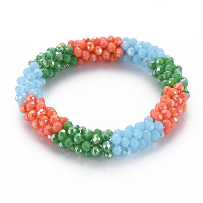 Crochet Glass Beads Braided Stretch Bracelet