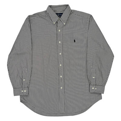 Classic Fit Ralph Lauren Striped Shirt - Large Black & White Cotton