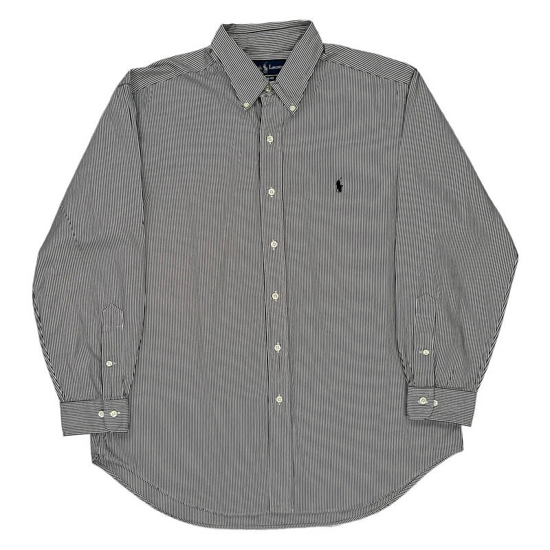 Classic Fit Ralph Lauren Striped Shirt - Large Black & White Cotton