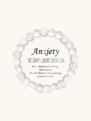 Anxiety Relief Healing Crystal Beaded Bracelet, Stress Reduction & Calming Crystal for Mental Balance, Stone for Clear Commun...