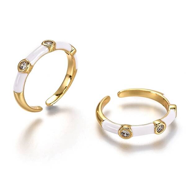 Brass Micro Pave Clear Cubic Zirconia Cuff Rings