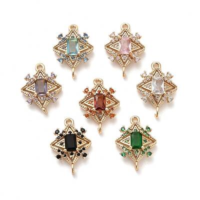 Glass Rectangle Connector Charms