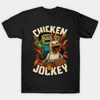Chicken Jockey T-Shirt V1, Graphic Tees For Boys, Minecraft Cotton Graphic Tees, Gamer Gift, Boys & Girls Birthday Tee, Youth...