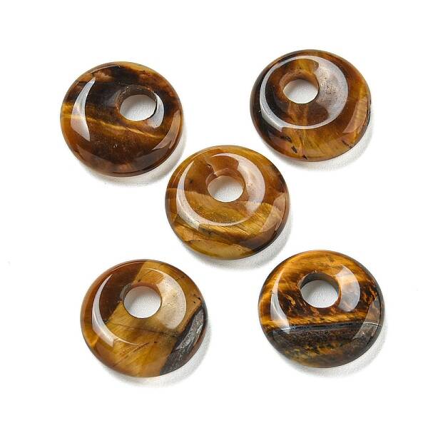 Natural Tiger Eye Donut/Pi Disc Charms