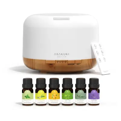 ASAKUKI 500ml Essential Oil Diffuser for Home, Aromatherapy Humidifiers, Auto-Off, Room Decor, Air Purifier, Aromatic Ambient...
