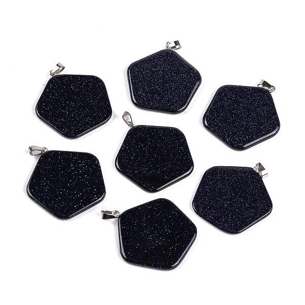 Synthetic Blue Goldstone Pendants