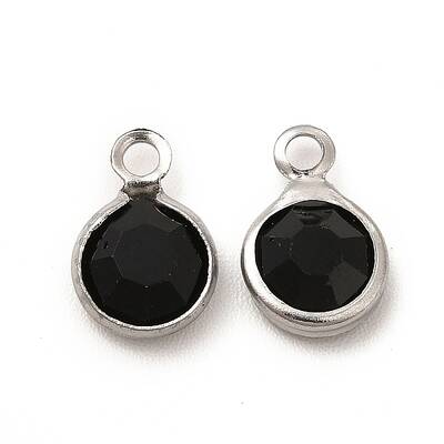 304 Stainless Steel with Glass Charms