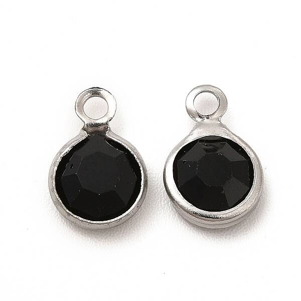 304 Stainless Steel with Glass Charms