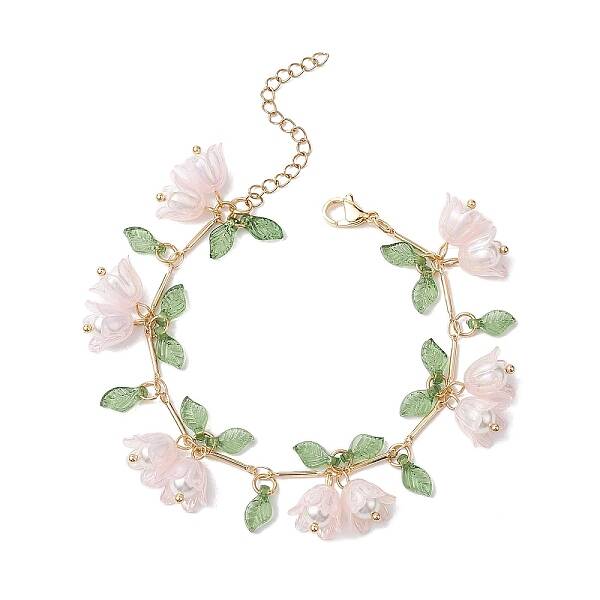 Flower Leaf Shell Pearl & Acrylic Charm Bracelets