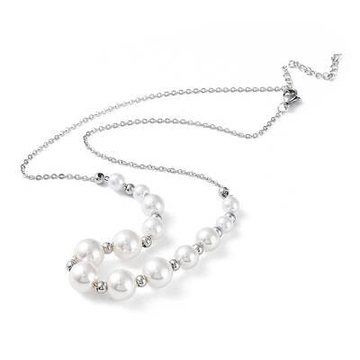 Plastic Pearl Graduated Beaded Necklace
