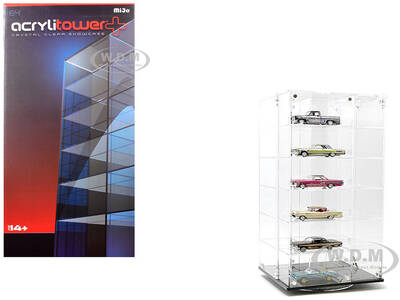 Acrylitower Showcase 24 Car Display Desktop Spinner with Cover Clear Mijo Exclusives for 1/64 Scale Models
