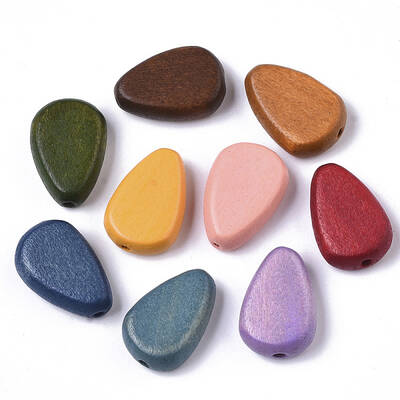 Painted Natural Wood Beads