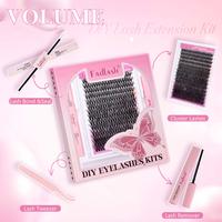 【FADLASH】 DIY Lash Extension Kit（Lashes Clusters+Bond and Seal+Glue Remover+Tweezers） Springtok Eyelash Enhancement