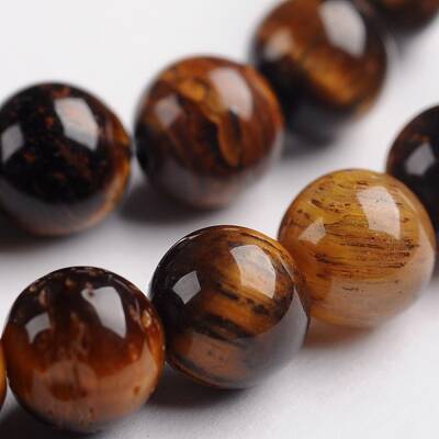 Round Natural Tiger Eye Gemstone Bead Strands