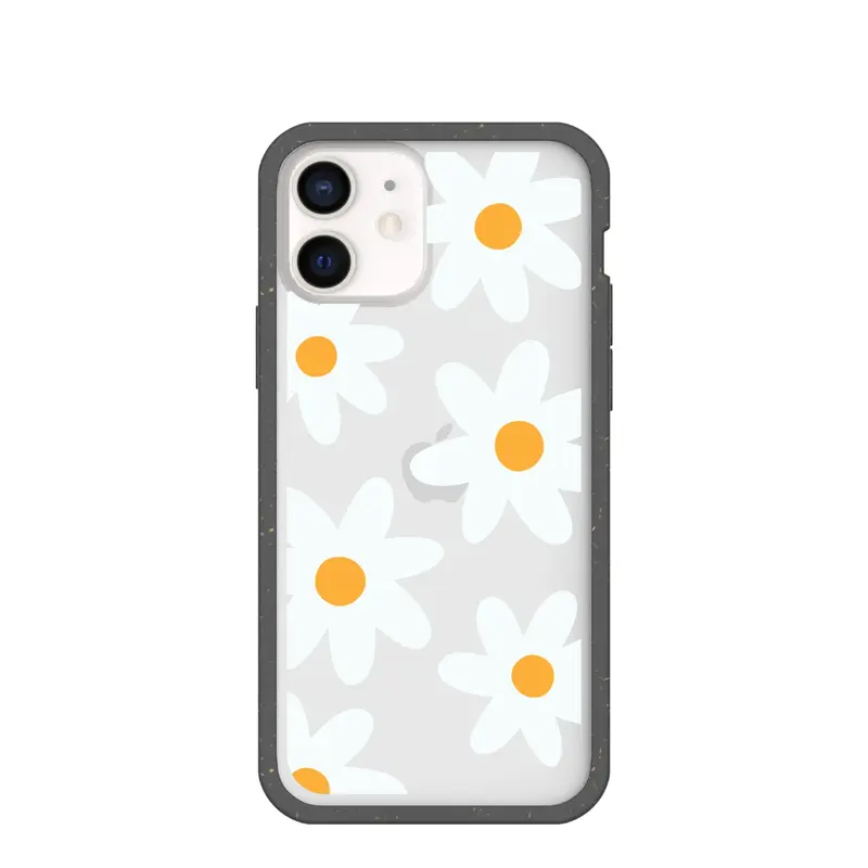 Clear Daisy iPhone 12/ iPhone 12 Pro Case With Black Ridge
