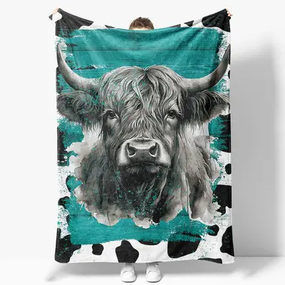 Aperturee Black White Cow Pattern Custom Blanket Gift - Aperturee