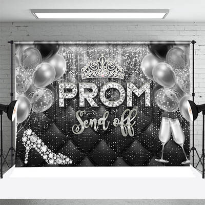Black Silver Balloons High Heels Graduation Backdrop - Aperturee