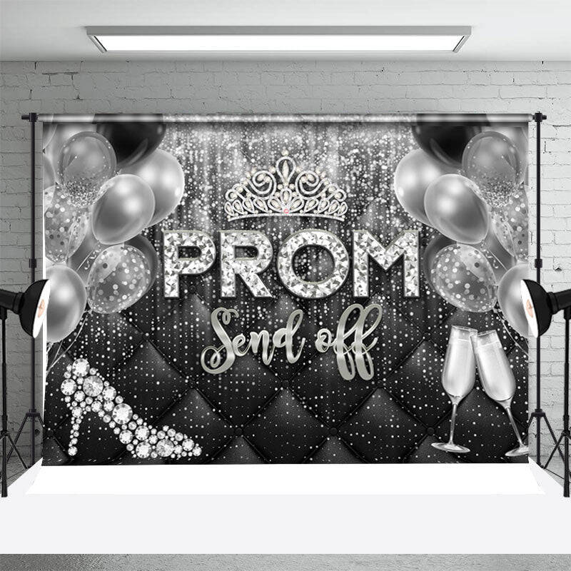 Black Silver Balloons High Heels Graduation Backdrop - Aperturee