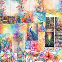 Rainbow Themed Paper & Sticker Set, 128pcs/set Colorful Flower & Book Pattern Paper & Sticker, DIY Decorative Paper for Scrap...