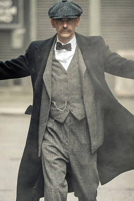 John Shelby Suit - John Shelby Suit Outfit - Mens Peaky Blinders Costume Arthur Shelby Vested Grey Suit with Black Overcoat &...